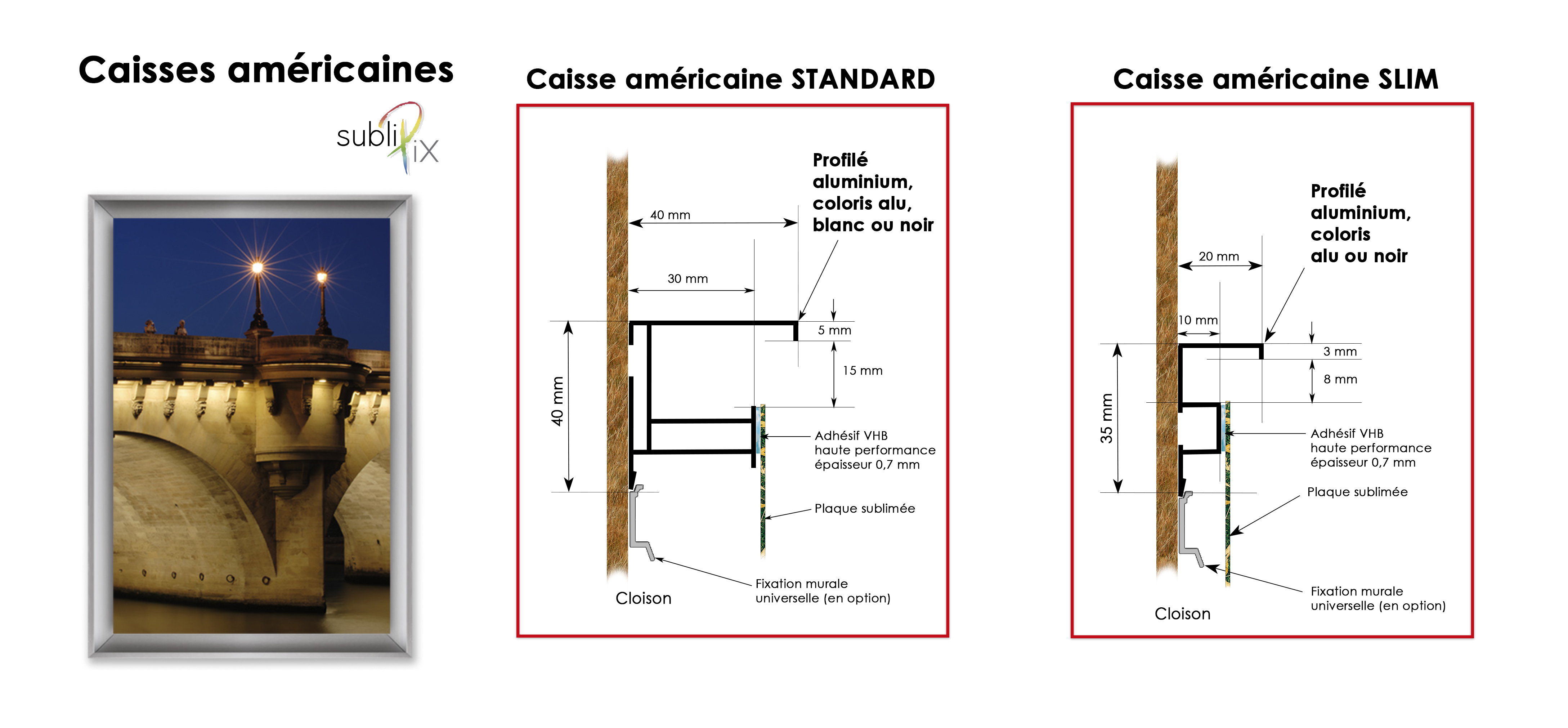 Caisses américaines SubliPix